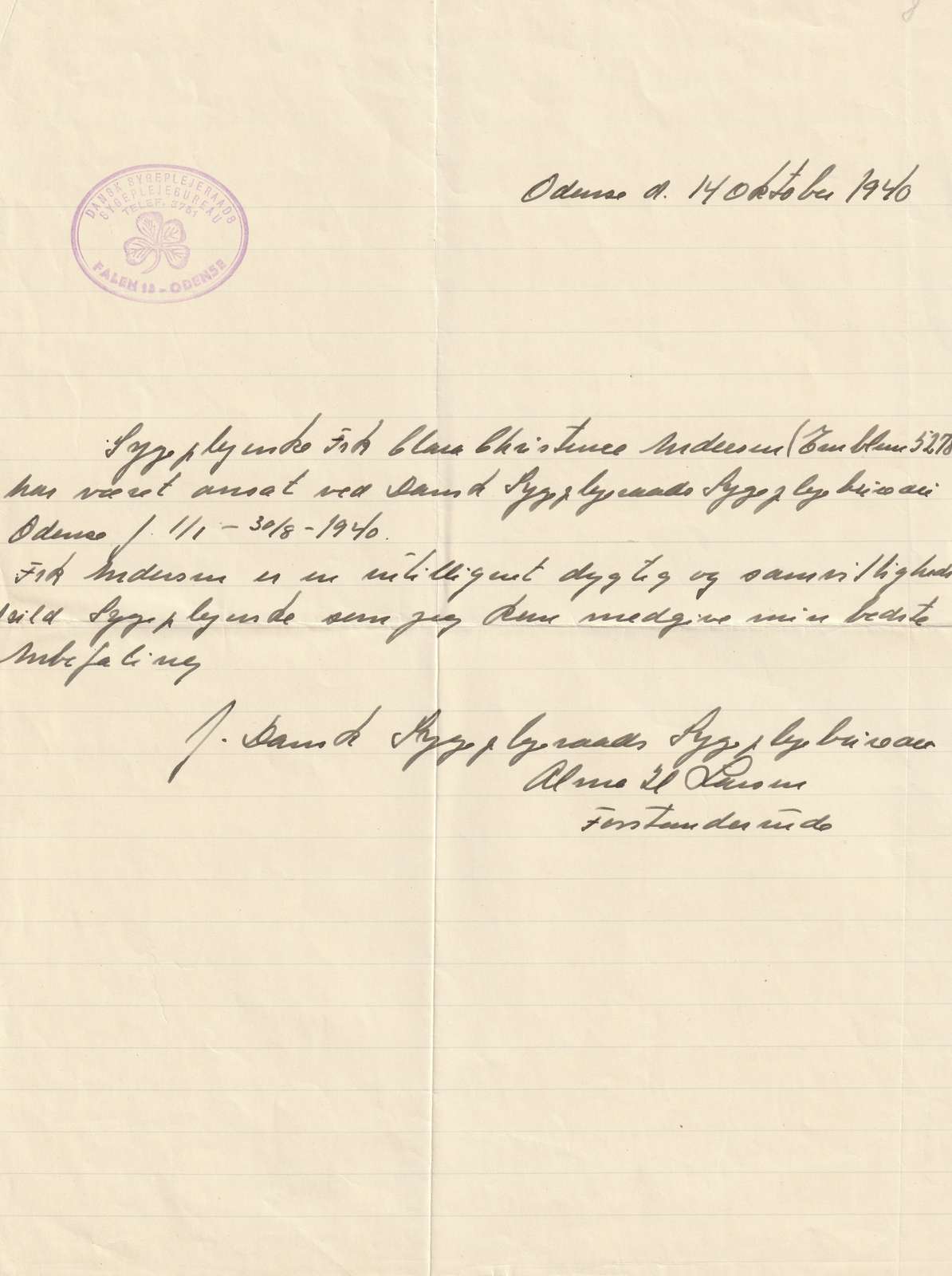 DSR's sygeplejebureau Odense 1940