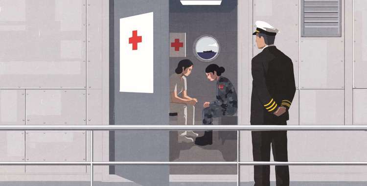 Illustration af kaptajn på et skib
