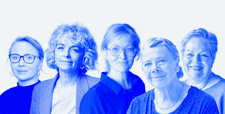 Fra venstre mod højre: Trine Birk Andersen, Dorthe Boe Danbjørg, Mette Touborg, Helen Bernt Andersen og Birgitte Rav Degenkolv.