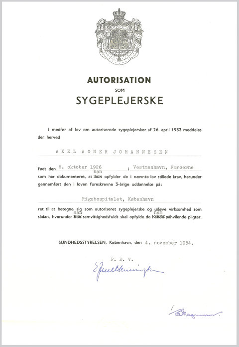 Aj Autorisationsbevis Axel Johannesens Autorisationsbevis 1954 Med Kant