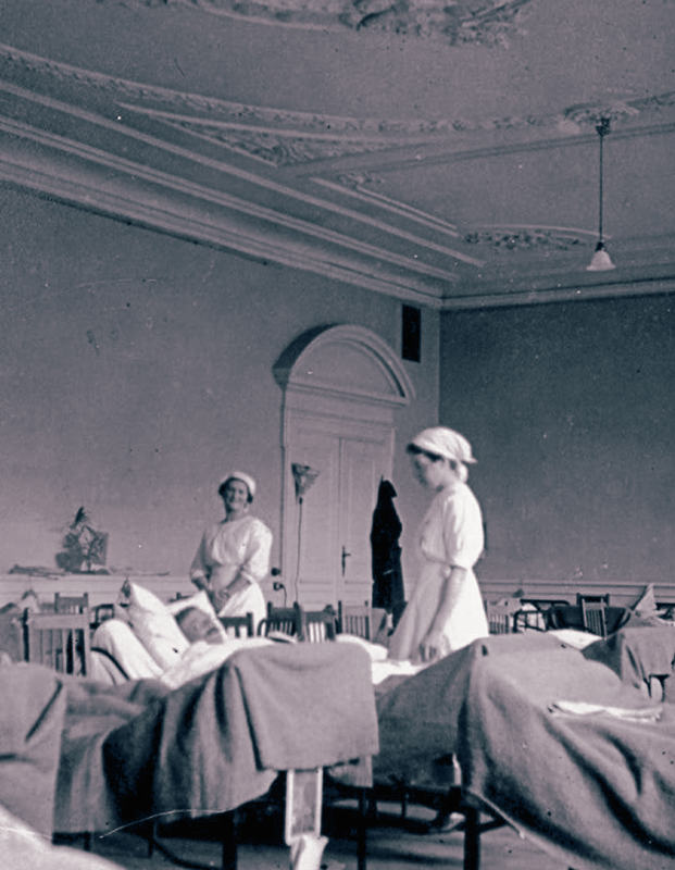 Billedet er fra en stue på Marinehospitalet i København, 1918